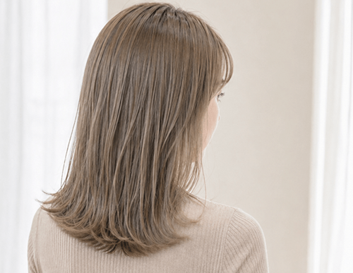 ブリーチ1回で染めたくすみベージュのオリーブベージュ色味