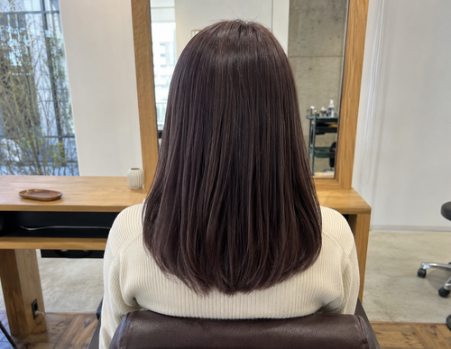 ラベンダーブラウンの色落ち｜染めたての紫がかったくすみブラウン