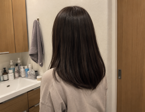 ラベンダーブラウンの色落ち｜1〜2週間でラベンダー感が薄れた普通のブラウン寄り